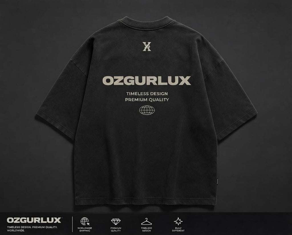 Ozgurlux "Built Different" Vintage Oversized T-Shirt - Washed Black