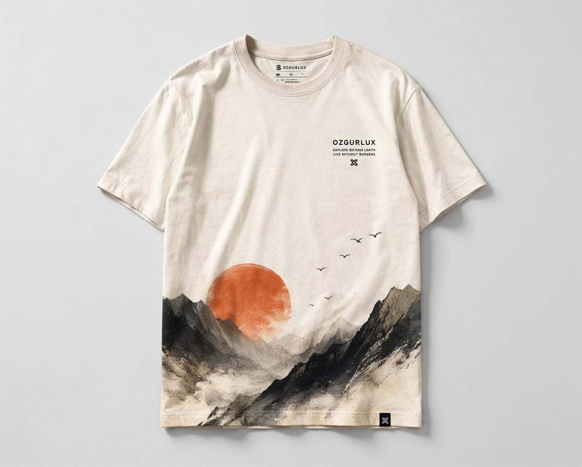 Ozgurlux "Freedom in Style" Oversize Graphic Tee – Cyberpunk & Nature Fusion Japanese Aesthetic Streetwear
