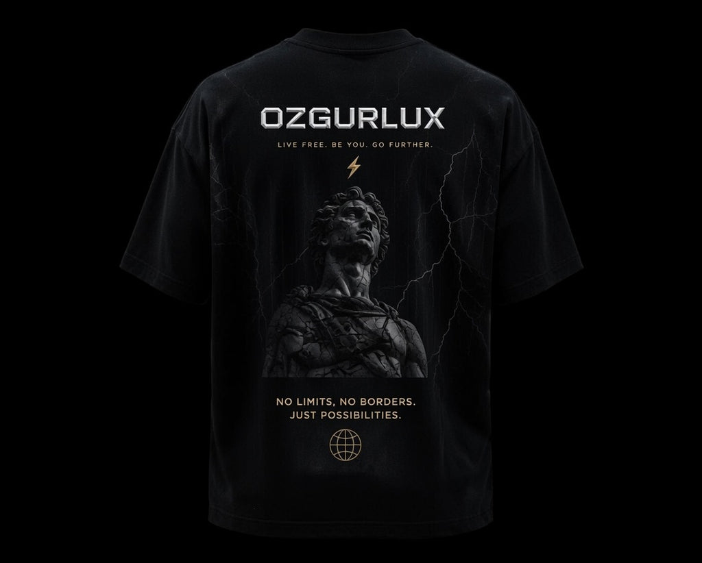 Ozgurlux "Apex" Oversized Heavyweight T-Shirt | Cyber-Tech Aesthetic Streetwear, Dark Academia Graphic Tee