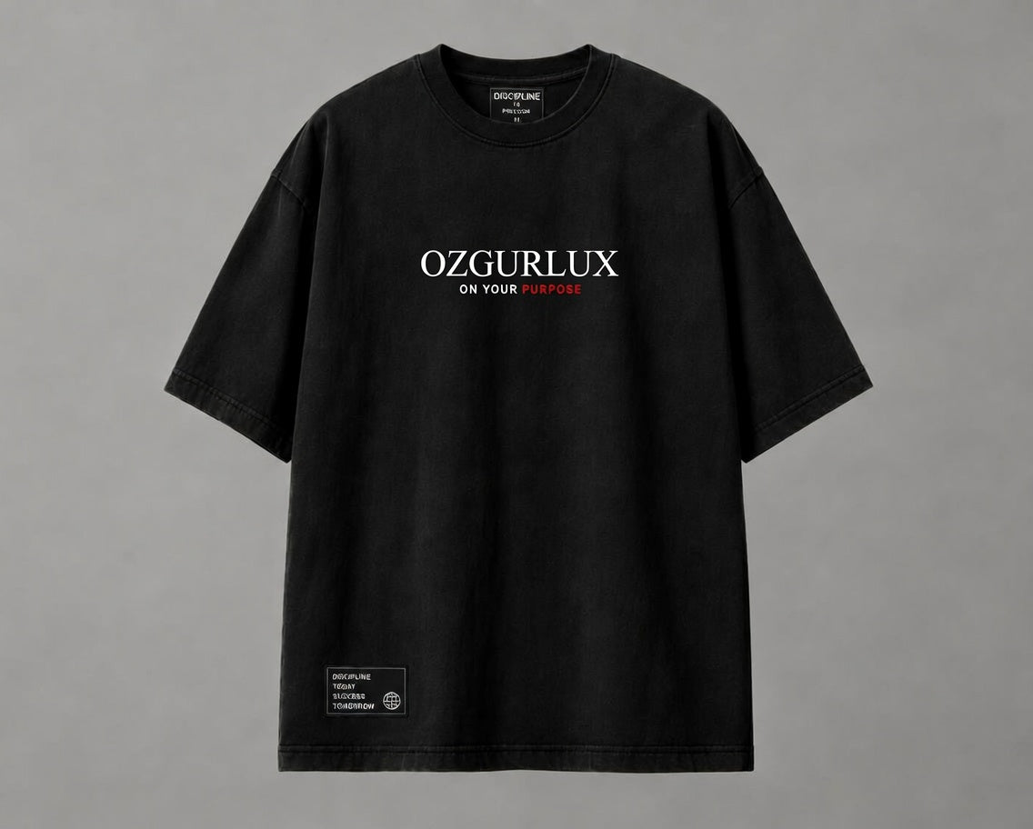 OZGURLUX On Your Purpose Oversized Black T-Shirt - Win Loud Edition